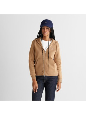Gant Kadın Yeşil Regular Fit Kapüşonlu Fermuarlıı Sweatshirt