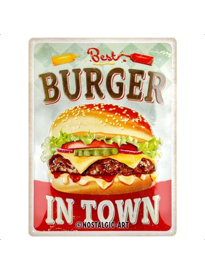 Nostalgic Art Best Burger In Town Metal Tablo 30 x 40 cm