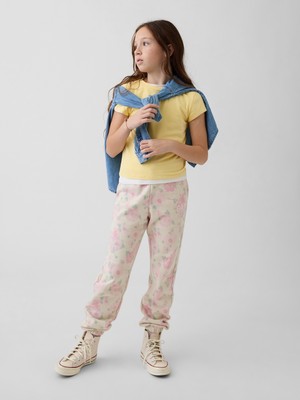 Gap Kız Çocuk Kırık Beyaz Relaxed Gap Logo Fransız Havlu Kumaş Jogger Eşofman Altı