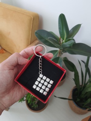 Vintage Takı Vintage Gümüş Kaplama Karo Desenli Anahtarlık & Vintage Karo (Baklava) Desenli Çanta Aksesuarı