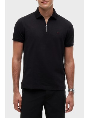 Tommy Hilfiger Pamuklu Regular Fit Yarım Fermuarlı Polo Yaka T Shirt Erkek Polo Yaka T Shirt MW0MW42762 Bds