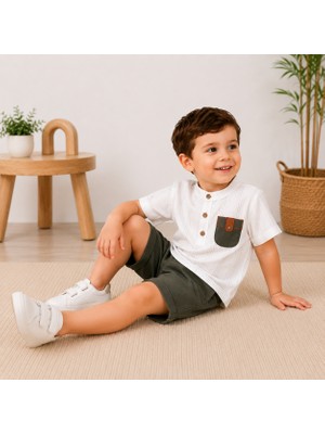 Tucan Kids Erkek Çocuk Yazlık %100 Pamuk Çizgili Gömlek ve Şort Takımı 2'li Takım 2-3-4-5 Yaş