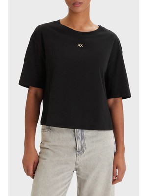 Armani Exchange Pamuklu Regular Fit Logolu Bisiklet Yaka T Shirt Bayan T Shirt XW001836 AF10356 UC001