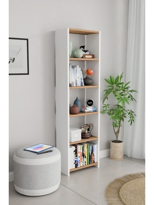 Alpa Ev Mobilya Ahşap 5 Raflı 150 cm Çok Amaçlı Açık Kitaplık Dekoratif Salon Rafı Düzenleyici ve Organizer