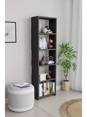 Alpa Ev Mobilya Ahşap 5 Raflı 150 cm Çok Amaçlı Açık Kitaplık Dekoratif Salon Rafı Düzenleyici ve Organizer