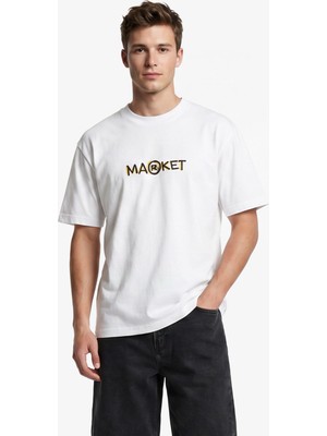 Market Smiley Doodle Erkek Beyaz T-Shirt.wht