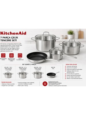Kitchenaid 7 Parça Çelik Tencere Seti