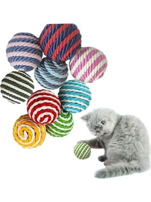 Tineke 5 cm Renkli İp Sarma Kedi Oyun Topu Uzun Ömürlü Eğlenceli Tasarım ile Kedinizin Favorisi