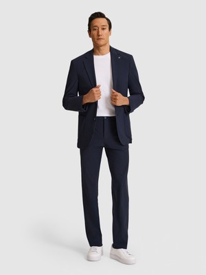 Cacharel Erkek Koyu Lacivert Slim Fit Mikro Desen Mono Yaka Takım Elbise 50325777-VR100