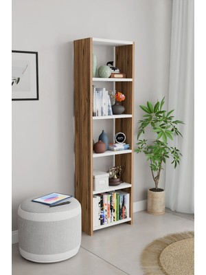 Alpa Ev Mobilya Alpaevmobilya Ahşap 5 Raflı 150 cm Çok Amaçlı Açık Kitaplık Dekoratif Salon Rafı Düzenleyici ve Organizer