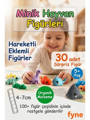 fyne Minik Hayvanlar 30’lu Sürpriz Oyuncak Seti Organik, Hareketli, Eklemli ve Eğitici