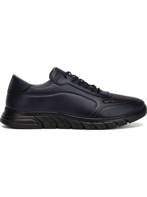 Tergan Lacivert Hakiki Deri Erkek Sneaker - E4MEAY057781-A31