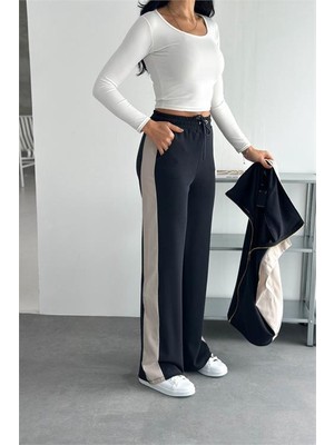 Neşeli Butik Kadın Antrasit Çift Renkli Oversize Yelekli Premium Eşofman Takımı NBRW5063