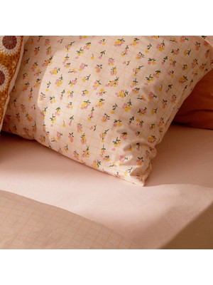 Evidea Soft Bloom 2'li Yastık Kılıfı - Hardal / Pembe - 50X70 cm