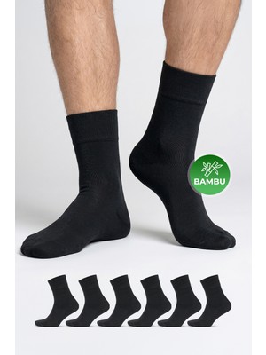Gowith 6'lı Bambu Premium Siyah - Renkli Dikişsiz Kutulu Nefes Alabilir Klasik Erkek - Kadın Çorap 3560