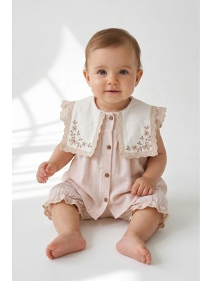 Bebezade Yazlık Kız Bebek Linen Flowers Şortlu Alt Üst Takım