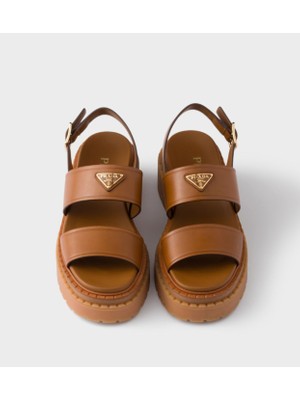 Prada Sport Kalın Taban Metal Logolu Kadın Sandalet