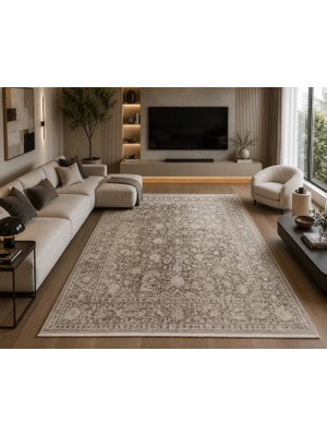 Hoom Rugs Elegant 004 Vizon Bej Doğal Elyaf Yansımalı Klasik Desenli Salon Halısı