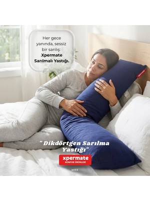 Xpermate Uzun Sarılma Yastığı Bacak Arası Diz Arası Yan Yatış Uyku Destek Dikdörtgen Yastık 150x25 cm