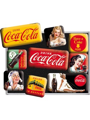 Nostalgic Art Coca-Cola - Yellow Mix Magnet 9'lu Set