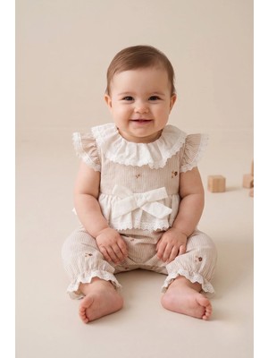 Bebezade Yazlık Kız Bebek Blomline Fiyonk Detaylı Tulum