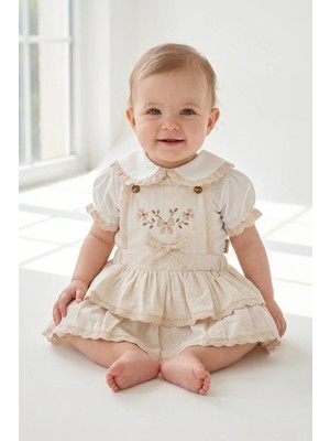 Bebezade Yazlık Kız Bebek Linen Flowers Salopet