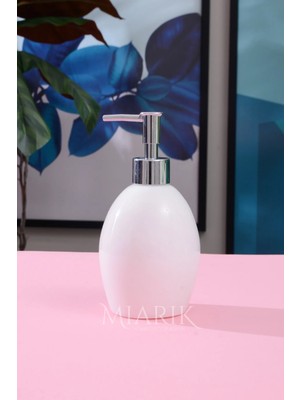 Miarik Design Beyaz Renk Gümüş Detaylı Mermer Oval Sıvı Sabunluk