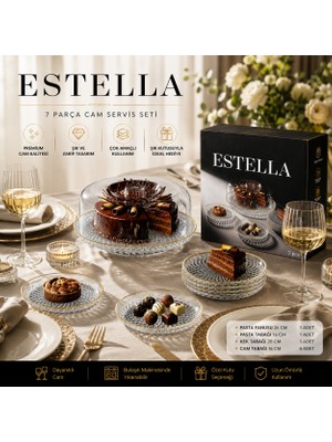 Estella Kek Fanus Pasta Seti 7 Parça 26+16 cm Altın Yaldızlı