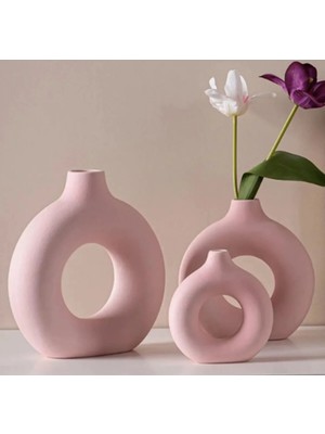 Miarik Design Dekoratif 3lu Halka Seramik Vazo