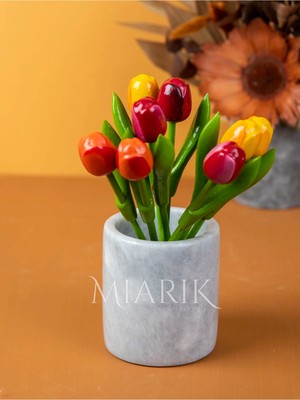 Miarik Design Mermer Gri Vazo Sunumluk