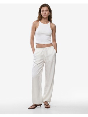 Koton Pamuklu Ribanalı Slim Fit Kolsuz Halter Yaka Crop Top