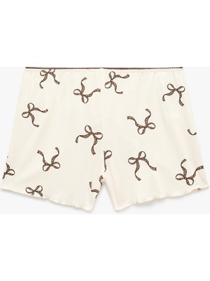 Koton Fiyonk Baskılı Beli Lastikli Viskon Şort Pijama Altı