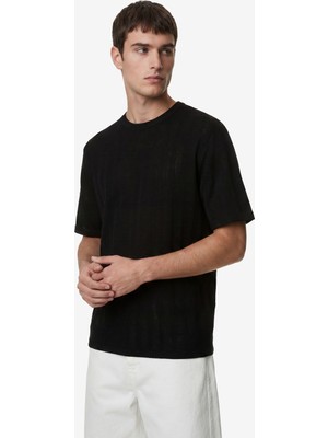 Koton Regular Fit Kısa Kollu Dokulu Bisiklet Yaka Tişört