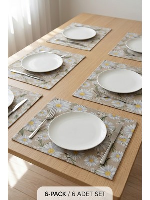 Rona Home Leke Tutmaz Tabak Altlığı 6 Lı Amerikan Servis Su Geçirmez Mutfak Masası Sunum Runner Servis