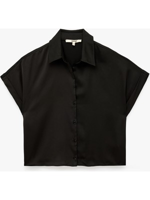 Koton Regular Fit Kısa Kollu Saten Gömlek