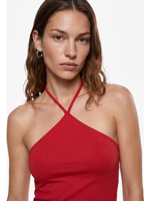 Koton Koton x Sibil Çetinkaya - Slim Fit Boyundan Bağlamalı Halter Yaka Top