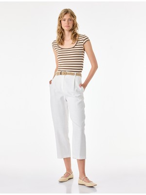 Koton Slim Fit U Yaka Kısa Kollu Çizgili Tişört