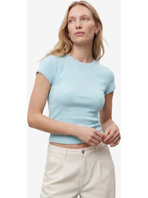 Koton Ribanalı Pamuklu Slim Fit Bisiklet Yaka Kısa Kollu Dantel Detaylı Tişört