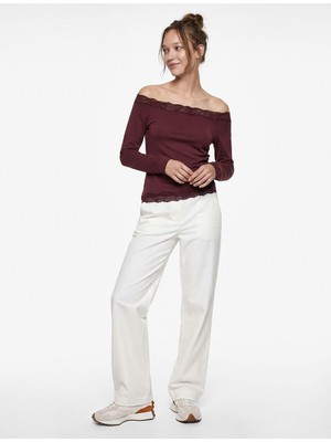 Koton Pamuklu Bağlama Detaylı Uzun Düz Paça Düşük Bel Pantolon - Longer Straight Jeans