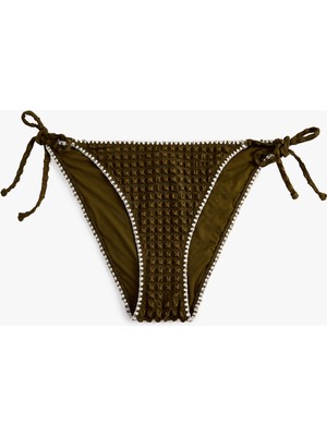 Koton Yanları Bağlamalı Ipli Kroşe Detaylı Dokulu Bikini Altı