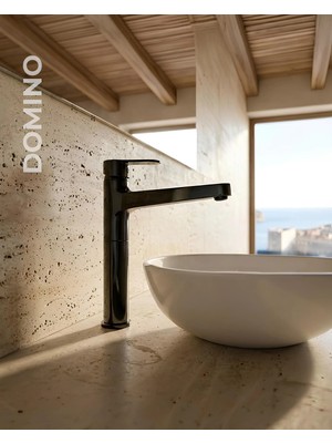 Newarc Domino Siyah Çanak Tipi Lavabo Bataryası 971001B