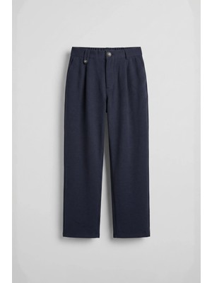 Abluka Online Erkek Relaxed Fit Keten Görünümlü Pantolon Lacivert