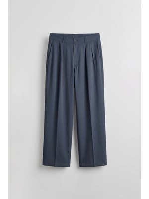 Abluka Online Erkek Baggy Pileli Kumaş Pantolon Lacivert
