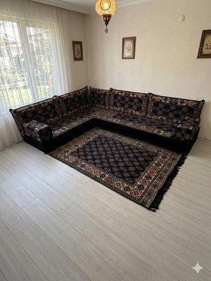 Bakırözü Home Şark Köşesi Takımı Lacivert Buhara Modeli 10 Parça (20 cm Minder Kalınlığı)