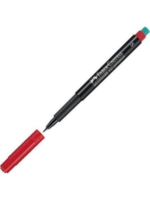 Faber-Castell 1523 Multimark Permanent Kırmızı Asetat Kalemi S 0.4 mm Uç Kalınlığı ve Solmayan Renk