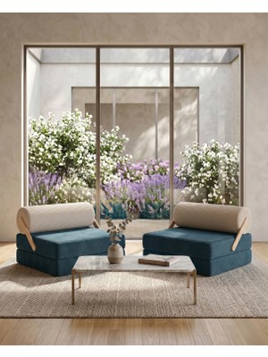 Dechome 90X90 cm Modüler Sünger Koltuk | Yatak Olabilen, Hareketli Silindir Sırtlıklı.