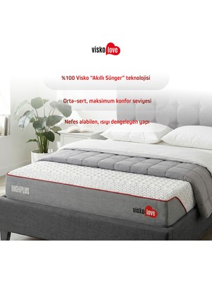 Visko Love High Plus Visco Akıllı Yatak Tek Kişilik Yatak 80 x 200 cm