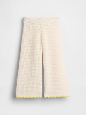 Gap Kız Bebek Krem Crochet Triko Wide-Leg Eşofman Altı