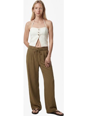 Koton Straight Fit Pileli Kemerli Geniş Paça Pantolon