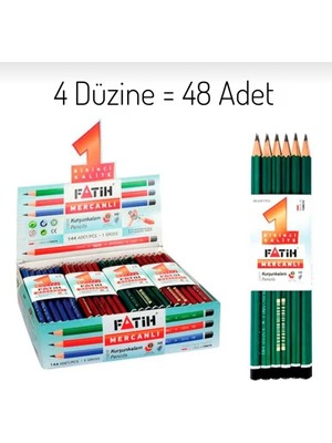 Fatih 4 Düzine Mercanlı Kurşun Kalem - 48 Adet Kurşun Kalem
